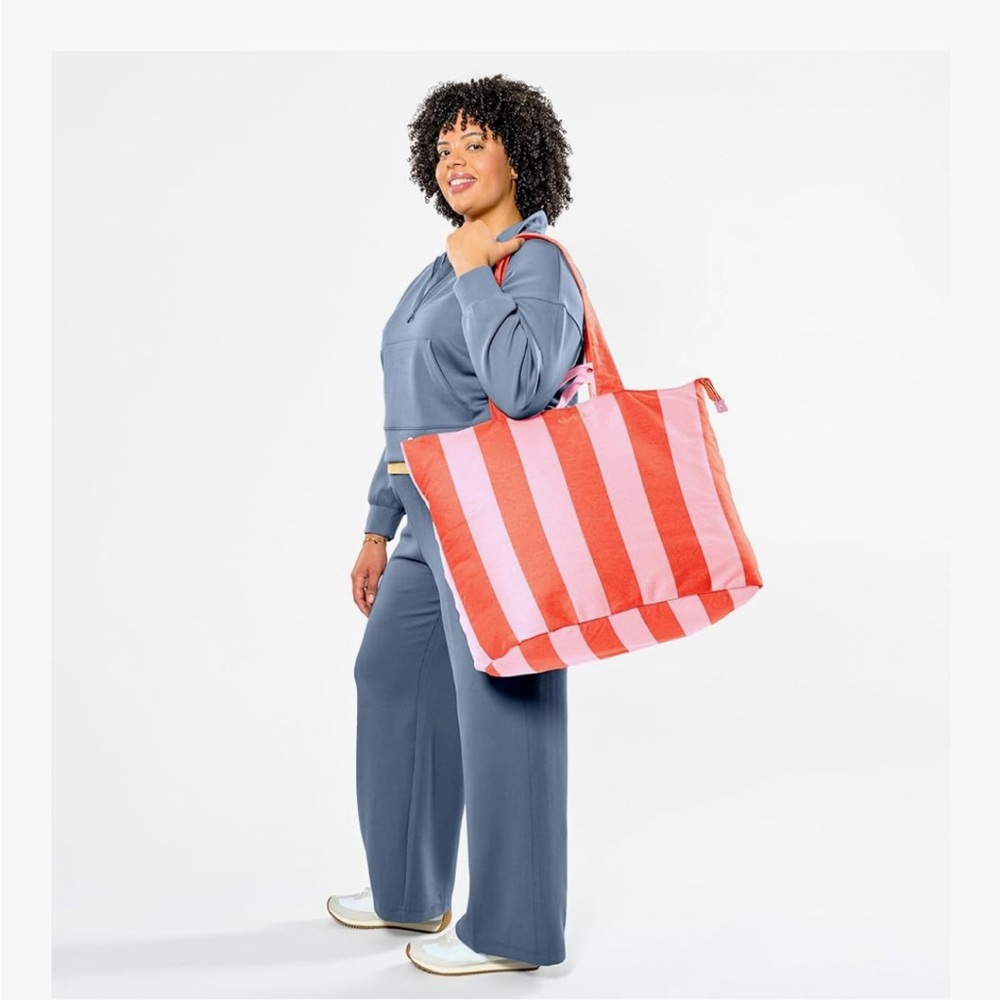 Fit n Fresh Oversized Striped Pink and Red Tote Bag